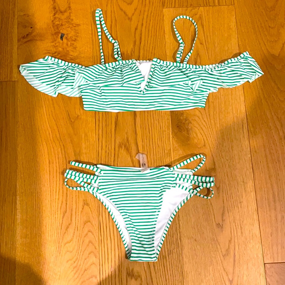 Green stripe bikini